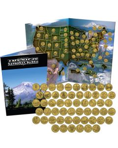 2010-2021 PARKS AND TERRITORIAL QUARTERS, GOLD PLATED with Map