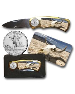 Pocket Knife - Bison Skull 2007 Montana State Quarter 