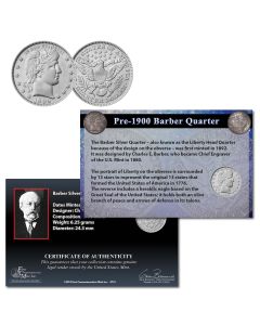 Pre 1900 Barber Silver Quarter