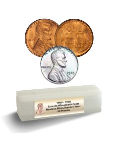 Roll of Wheatback Pennies with 1943 Steel Cent