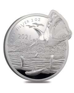2021 2 oz Silver Great White Shark - Solomon Islands $5 Coin .9999 Fine Silver