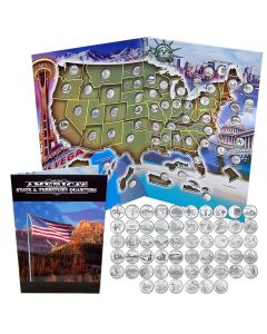1999 - 2009 Complete Uncirculated State Quarter in Map - 56 coins